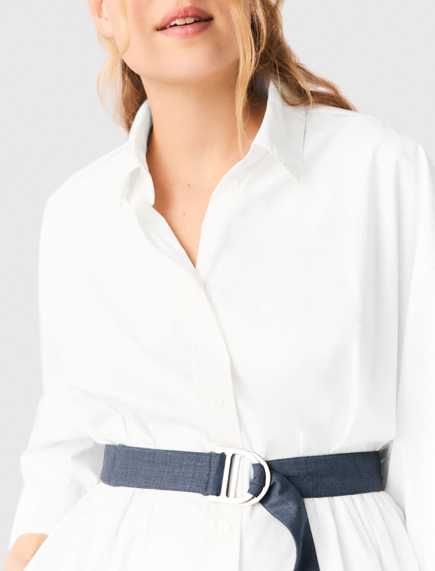 Shirt Dress With Contrast Belt WHITE