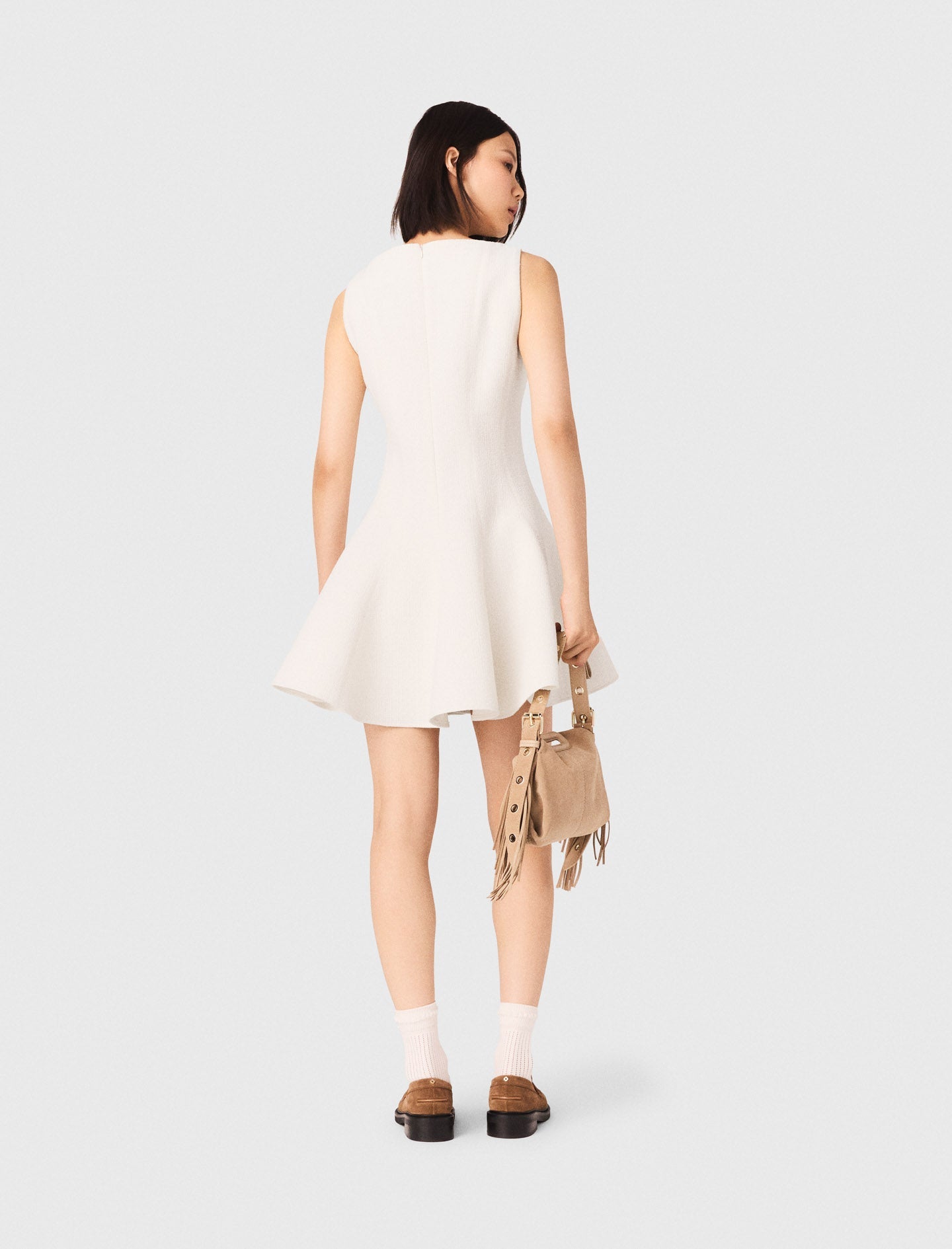 Short Flared Tweed Dress ECRU