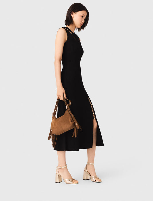 Cutaway Rib Knit Maxi Dress Black