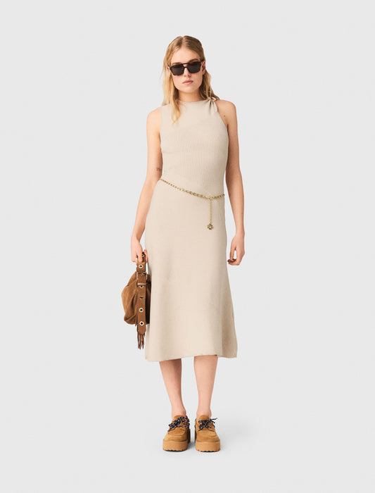 Long Dress With Jewellery Beige