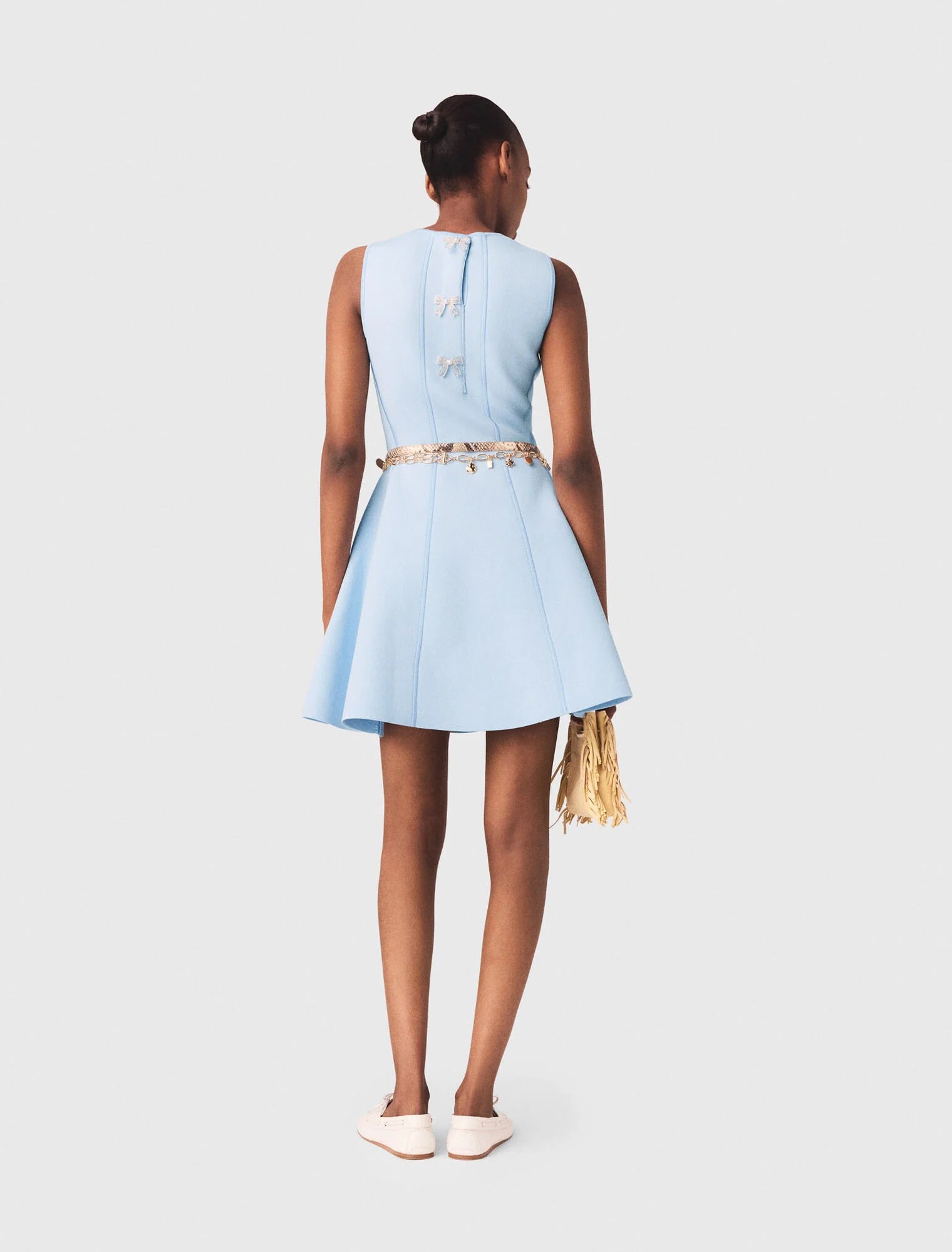 Skater Dress With Jewelled Bows Blue Sky