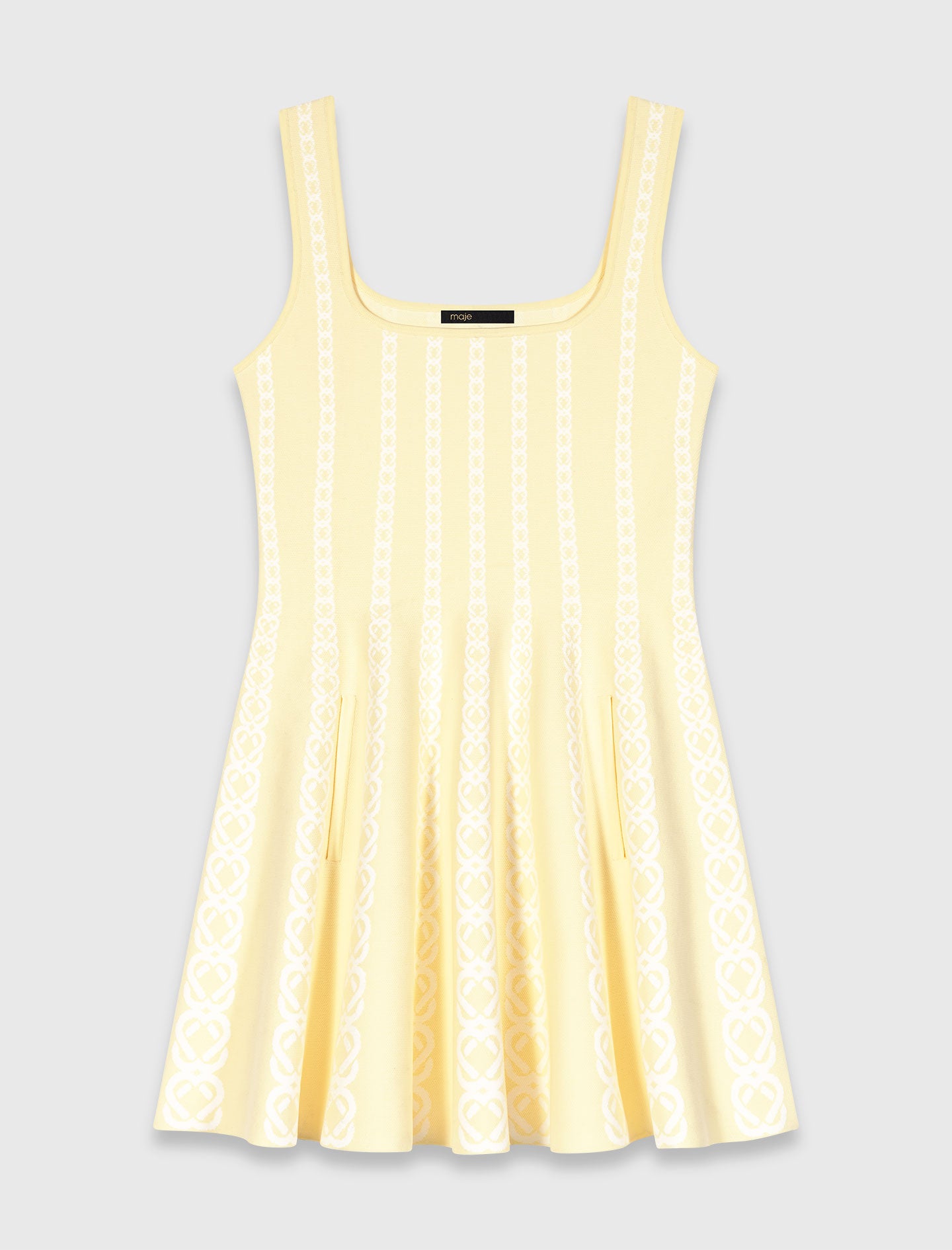 Jacquard Knit Short Dress PALE YELLOW