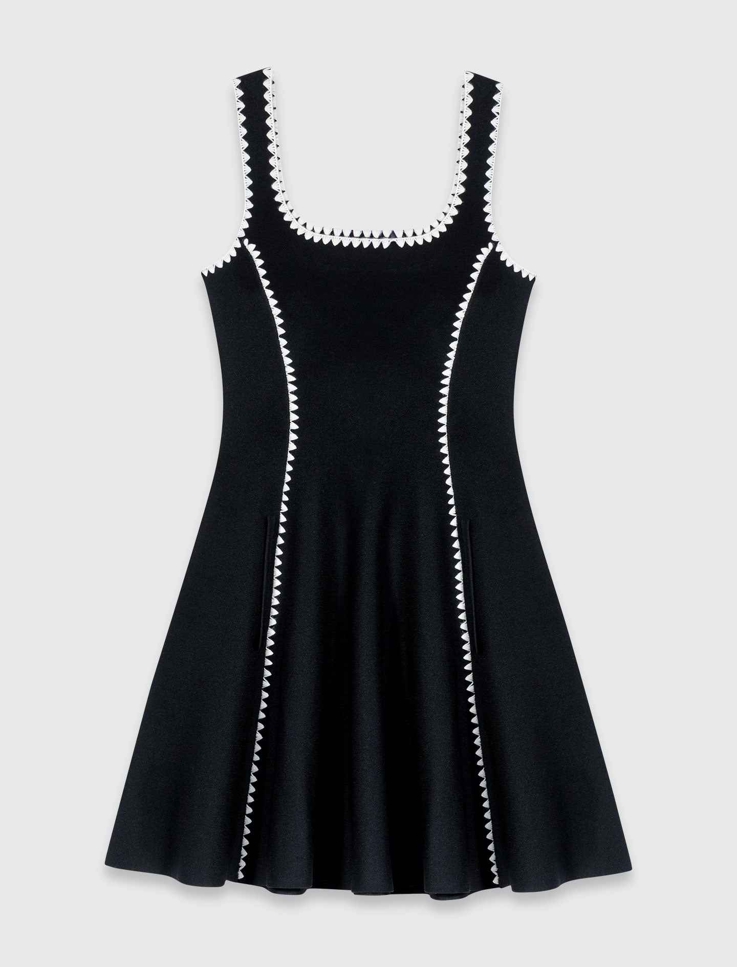 Short Dress With Topstitch Details BLACK