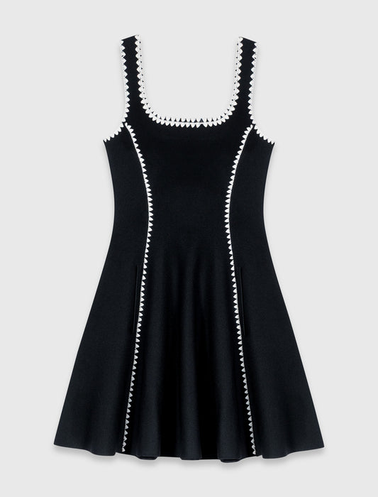 Short Dress With Topstitch Details Black