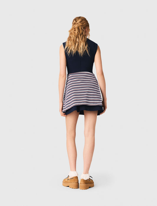 Flared Dress With Contrast Trim Navy