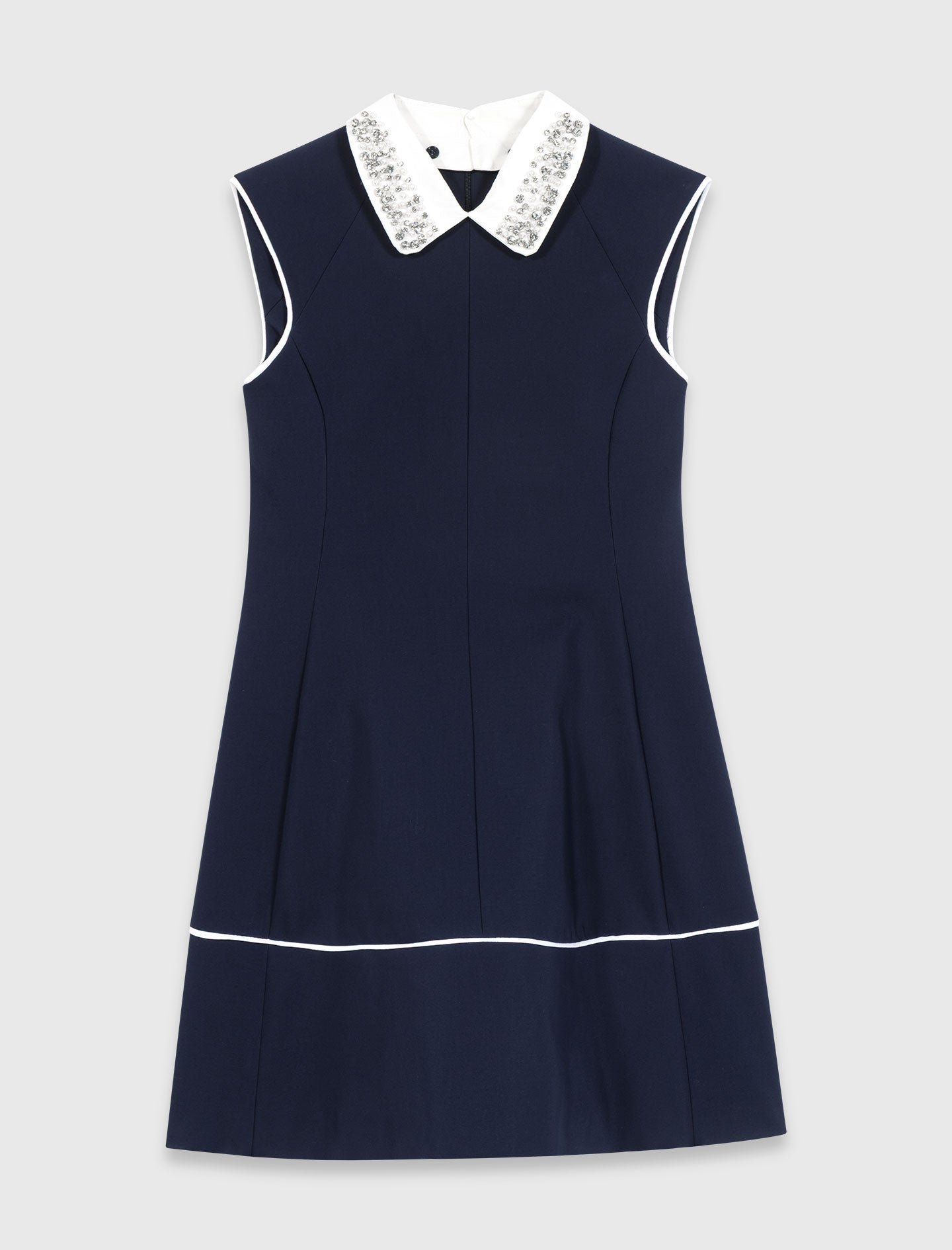 Flared Dress With Contrast Trim Navy