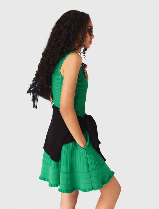 Knit Skater Dress GREEN