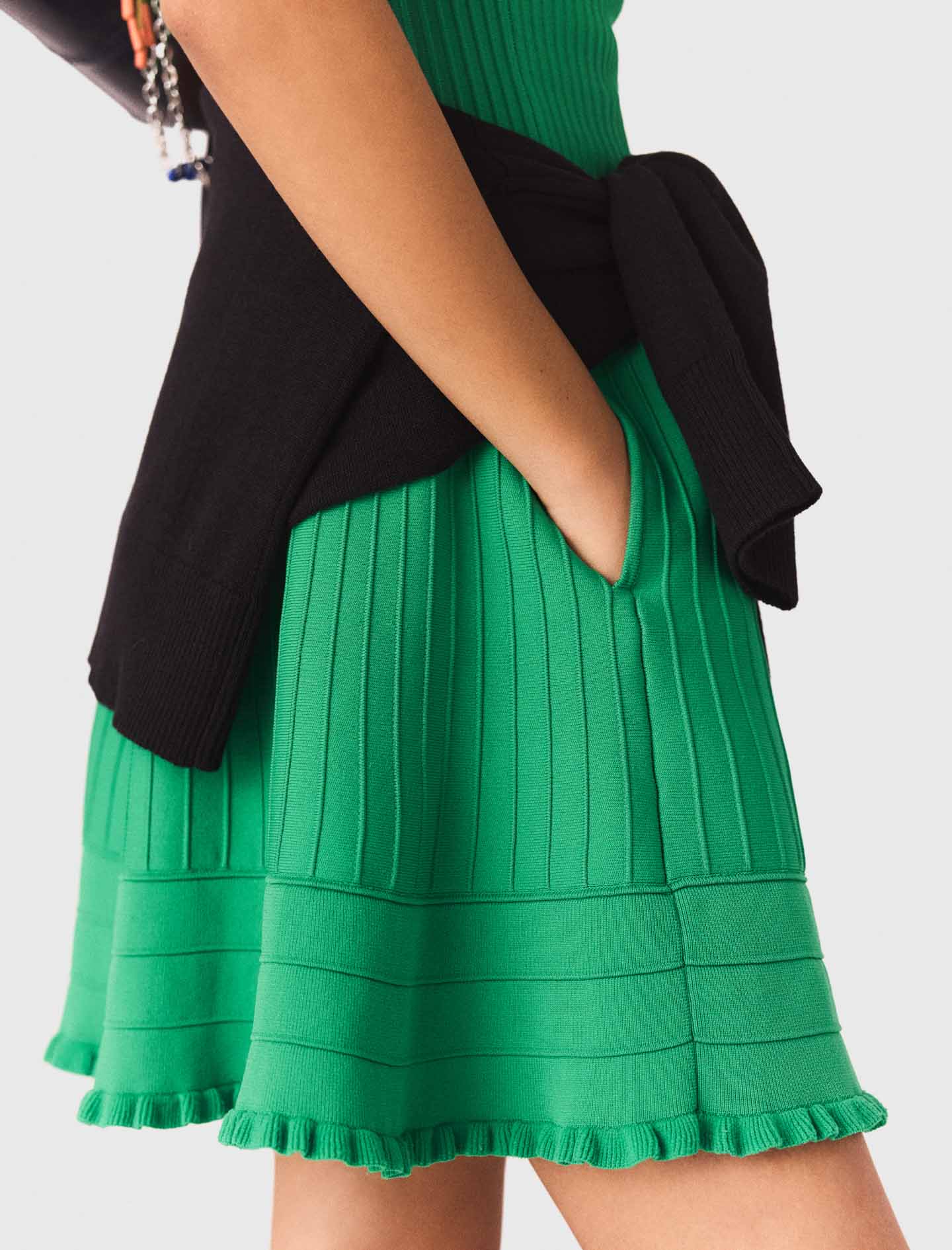 Knit Skater Dress GREEN