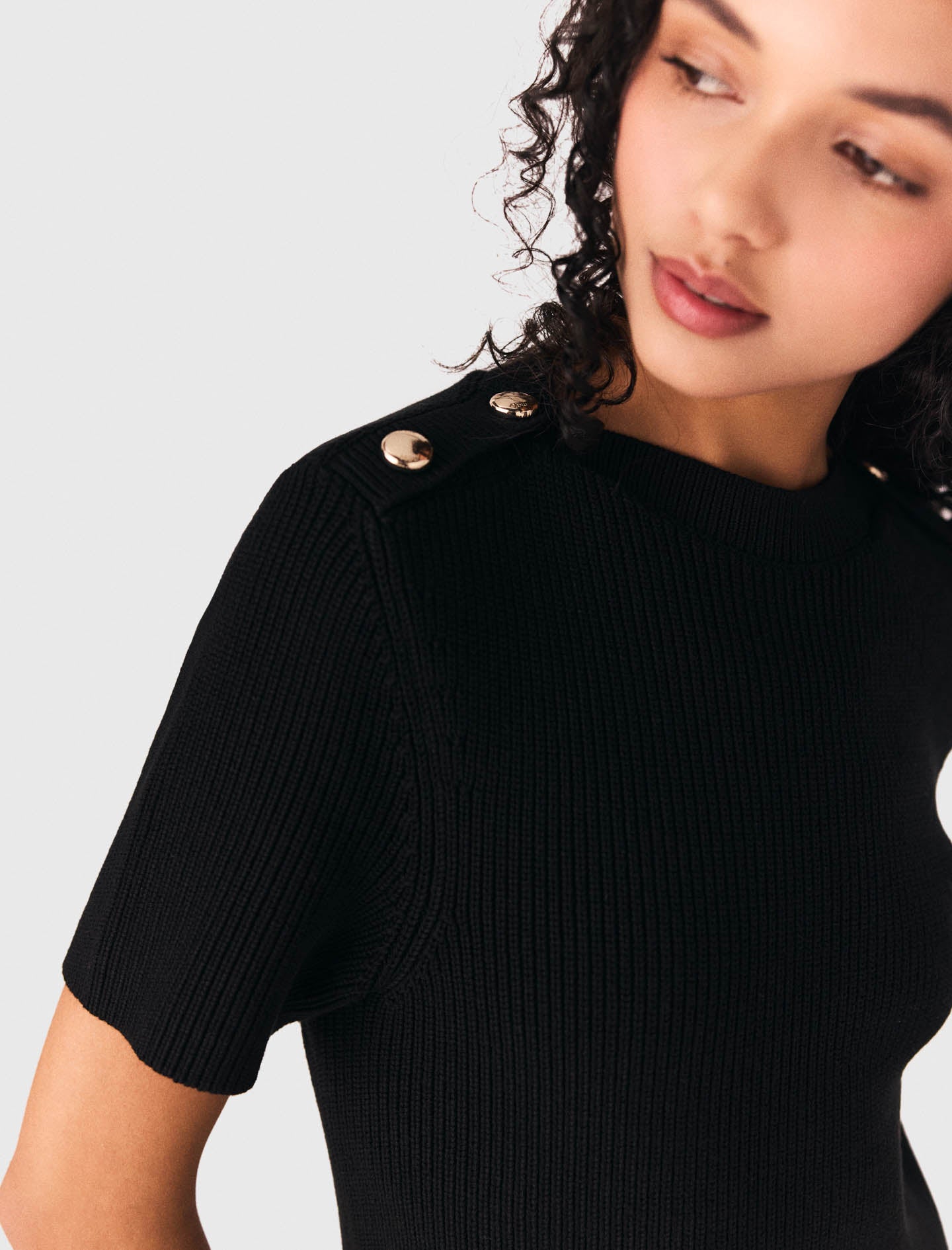 Short Knit And Taffeta Dress BLACK