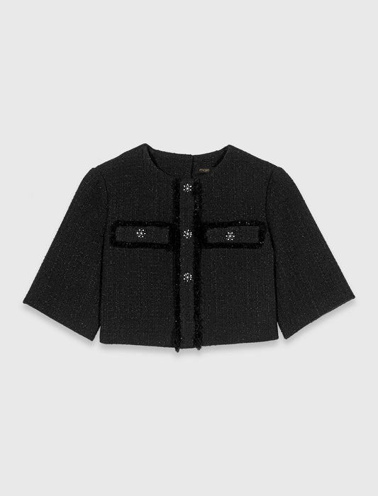 2-In-1 Shiny Tweed Dress Black