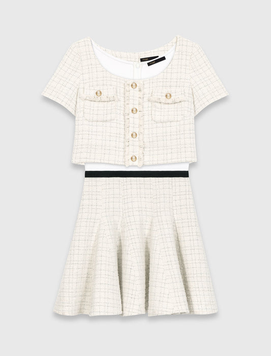 2-In-1 Tweed Dress Ecru