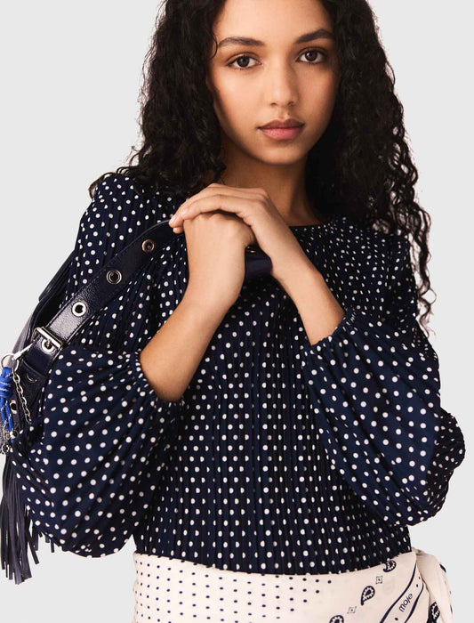 Patterned Pleated Dress NAVY POLKA DOT BANDANA PRINT