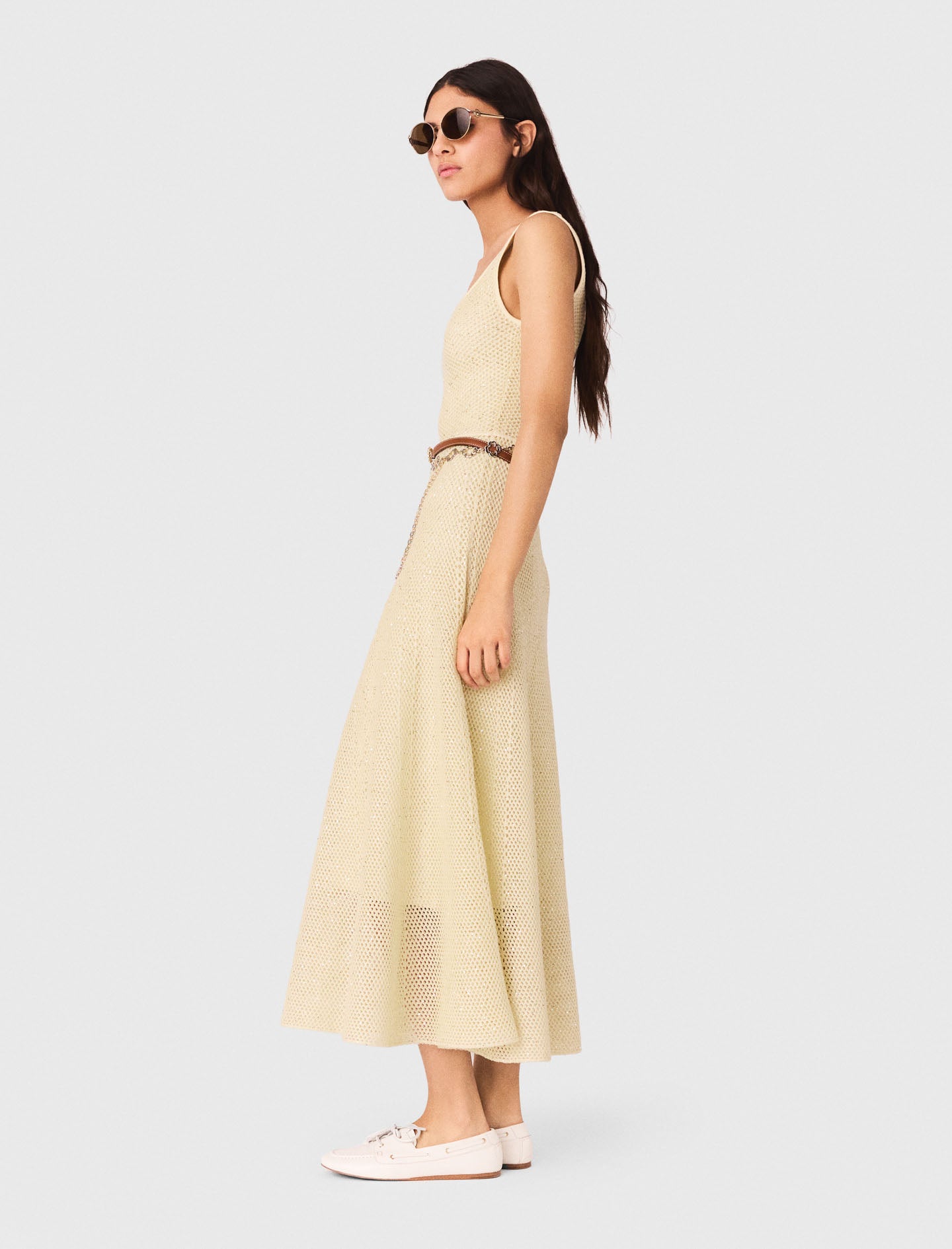 Rhinestone Knit Maxi Dress PALE YELLOW