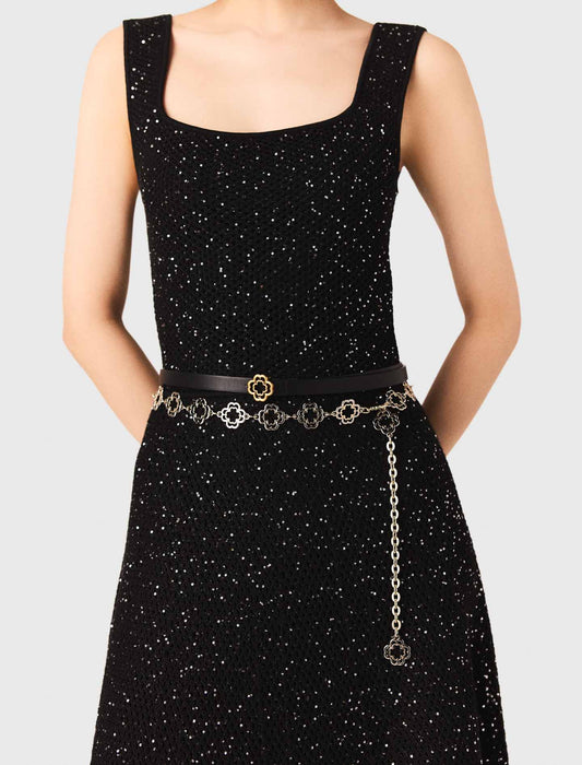 Rhinestone Knit Maxi Dress Black