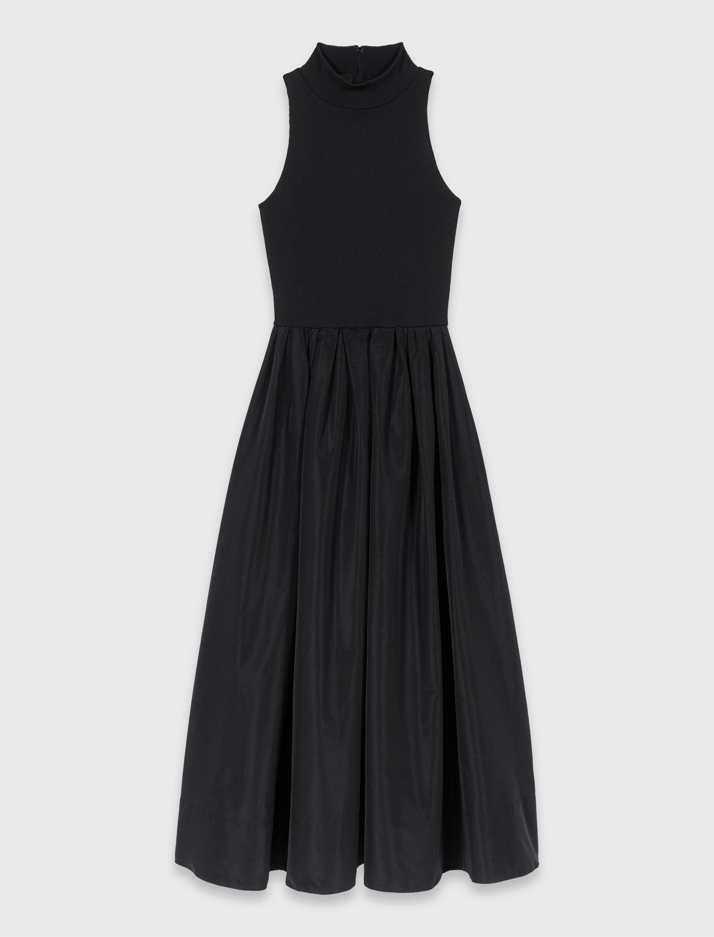 Mixed-Material Taffeta Dress BLACK