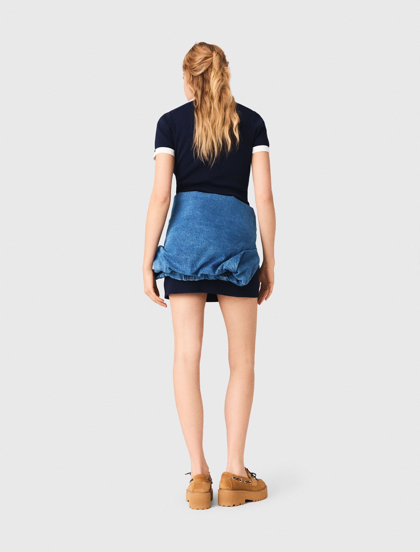 Contrast-Trim Polo Dress NAVY