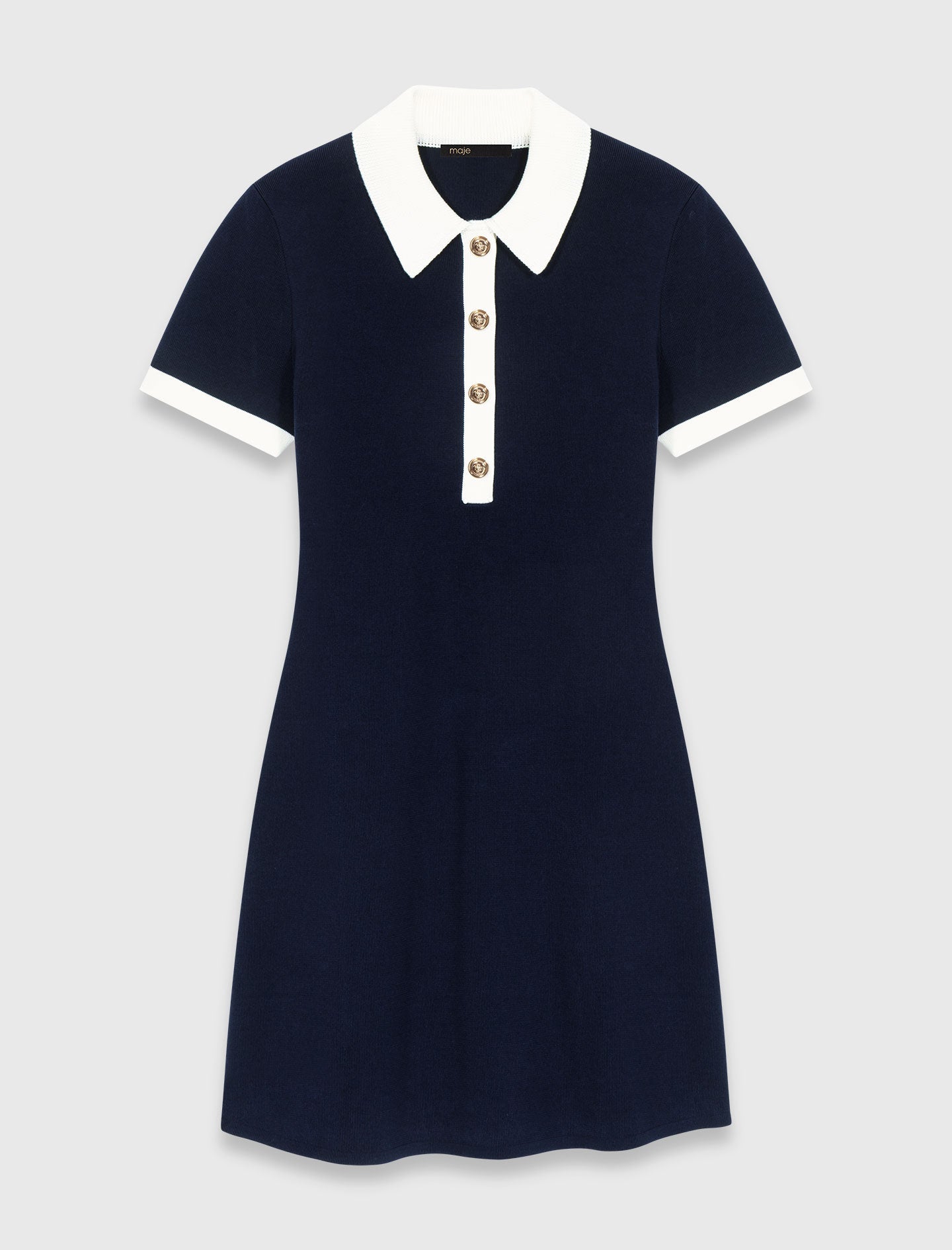 Contrast-Trim Polo Dress NAVY