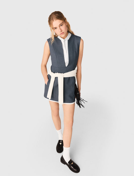 Layered-Effect Tailored Dress GREY
