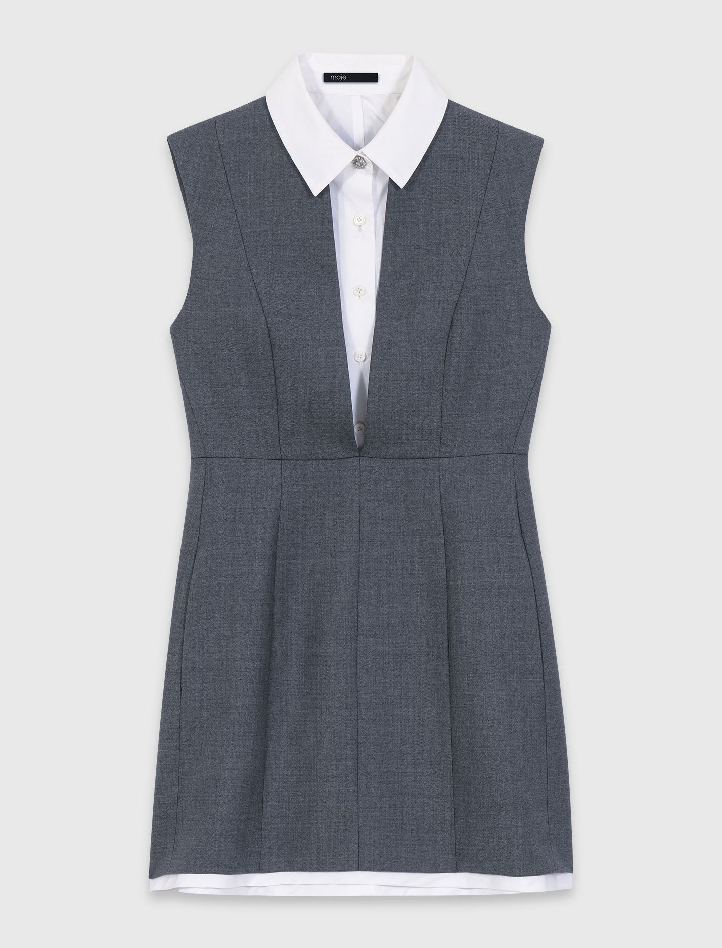 Layered-Effect Tailored Dress GREY
