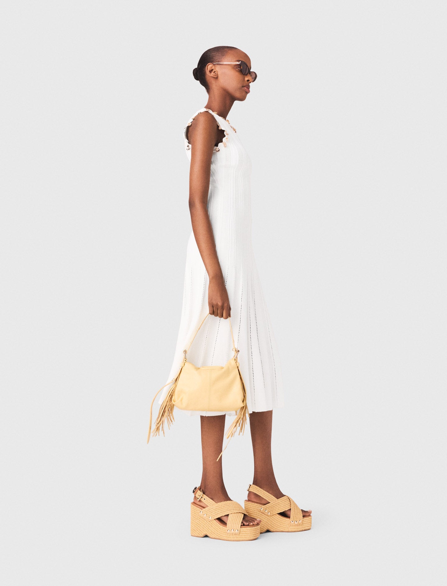 Knit Dress With Gold Jewellery White