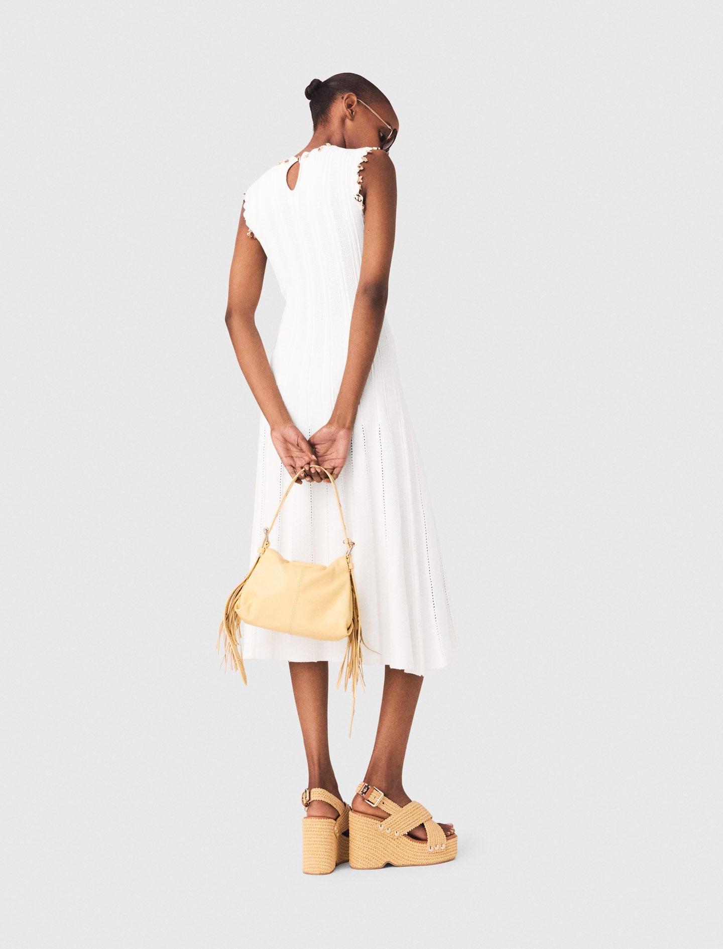 Knit Dress With Gold Jewellery White