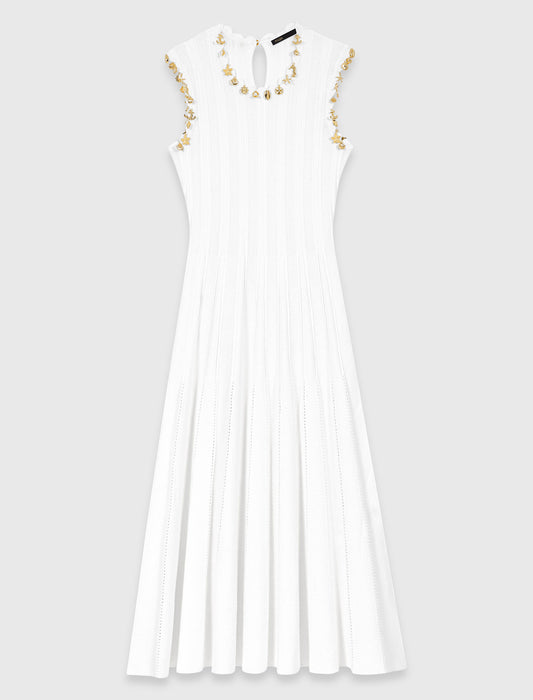Knit Dress With Gold Jewellery White