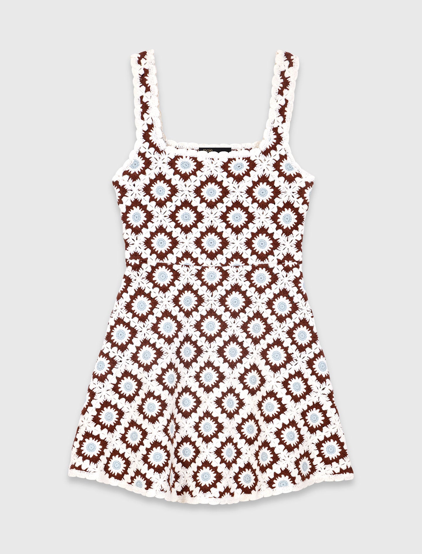 Floral Crochet Dress Brown/Blue