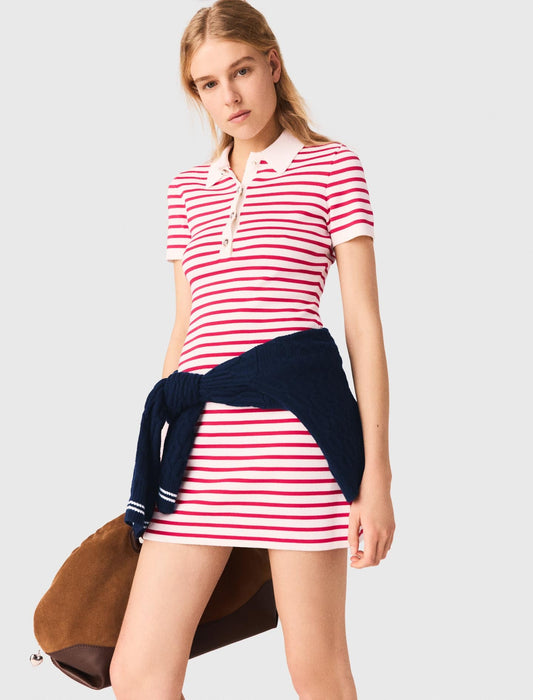 Striped Polo Dress RED