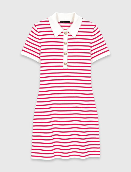 Striped Polo Dress RED