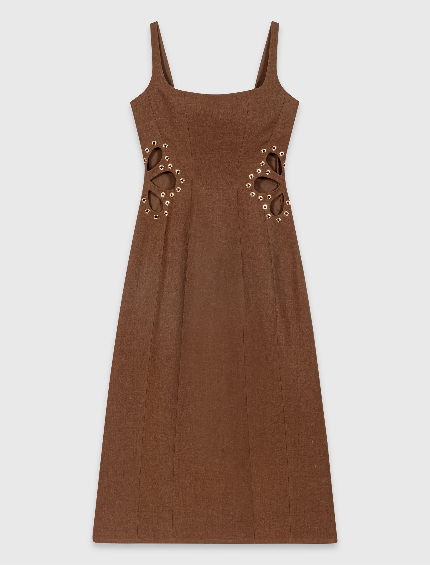 Linen Blend Maxi Dress Brown