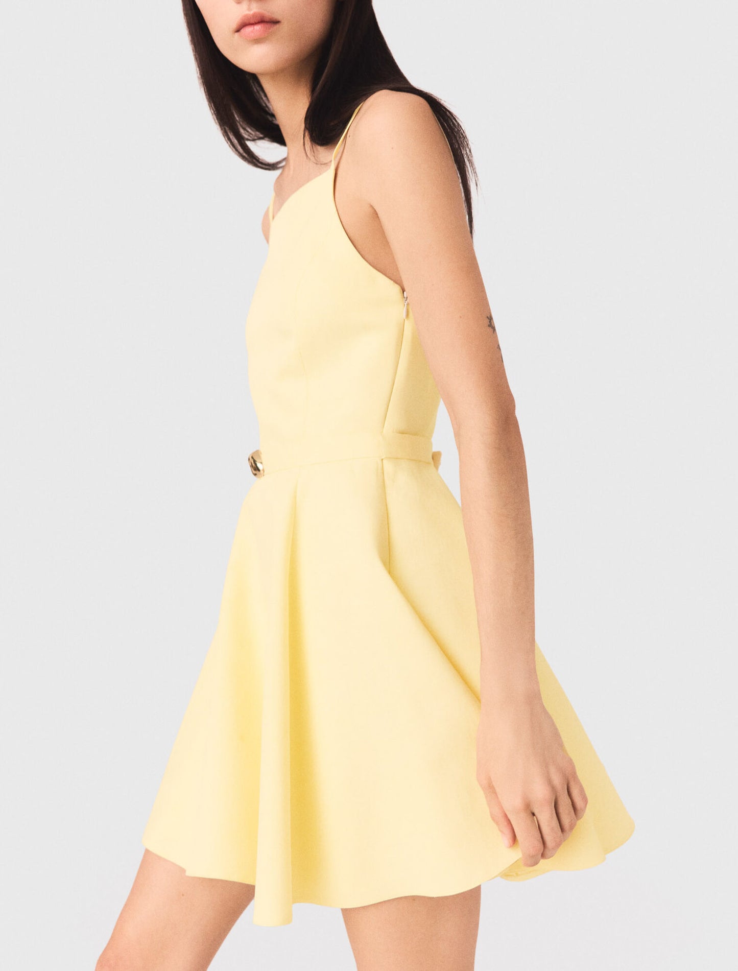 Strappy Flared Dress Pale Yellow