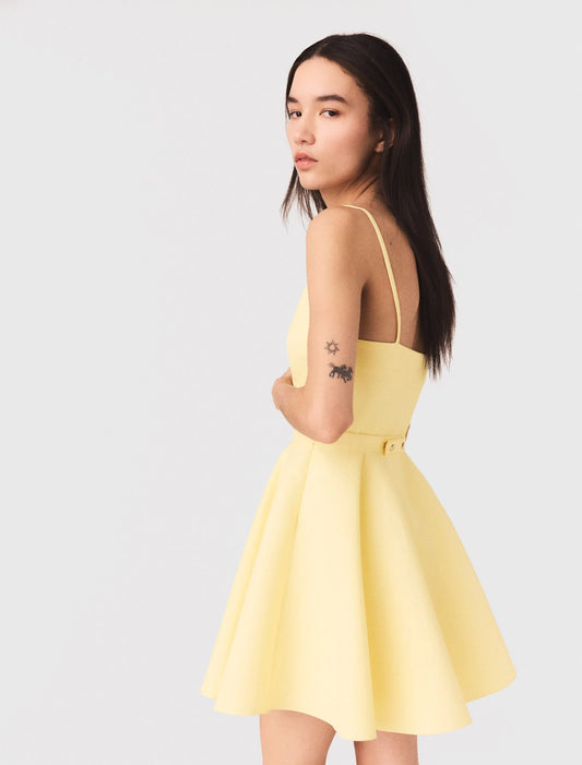Strappy Flared Dress Pale Yellow