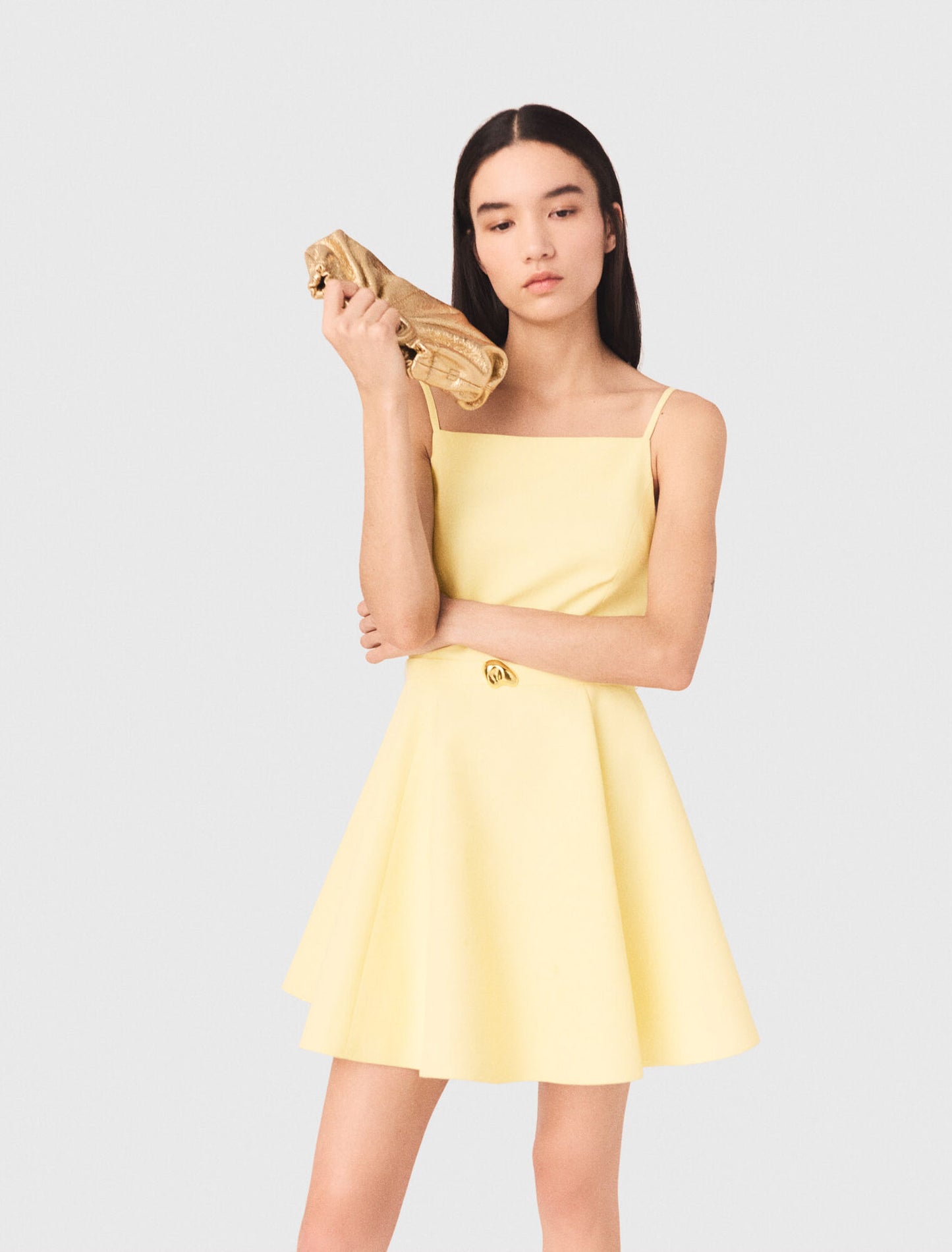 Strappy Flared Dress Pale Yellow