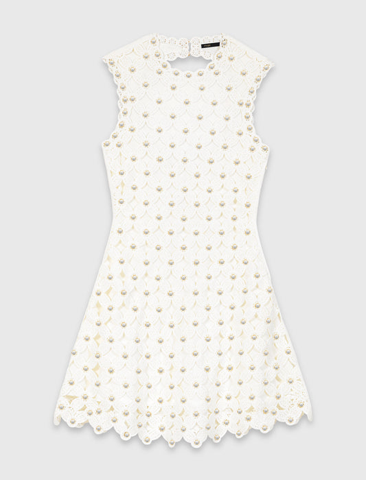 Mirrored Crochet Dress White