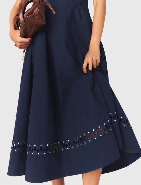 Flared Midi Dress Navy