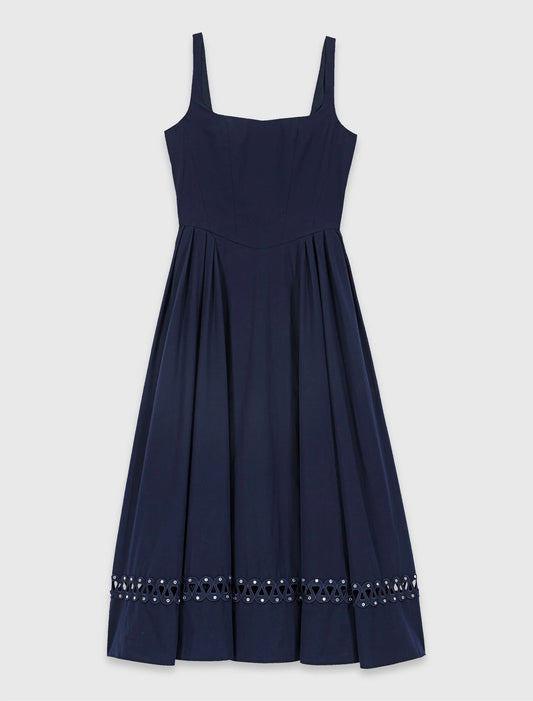 Flared Midi Dress Navy