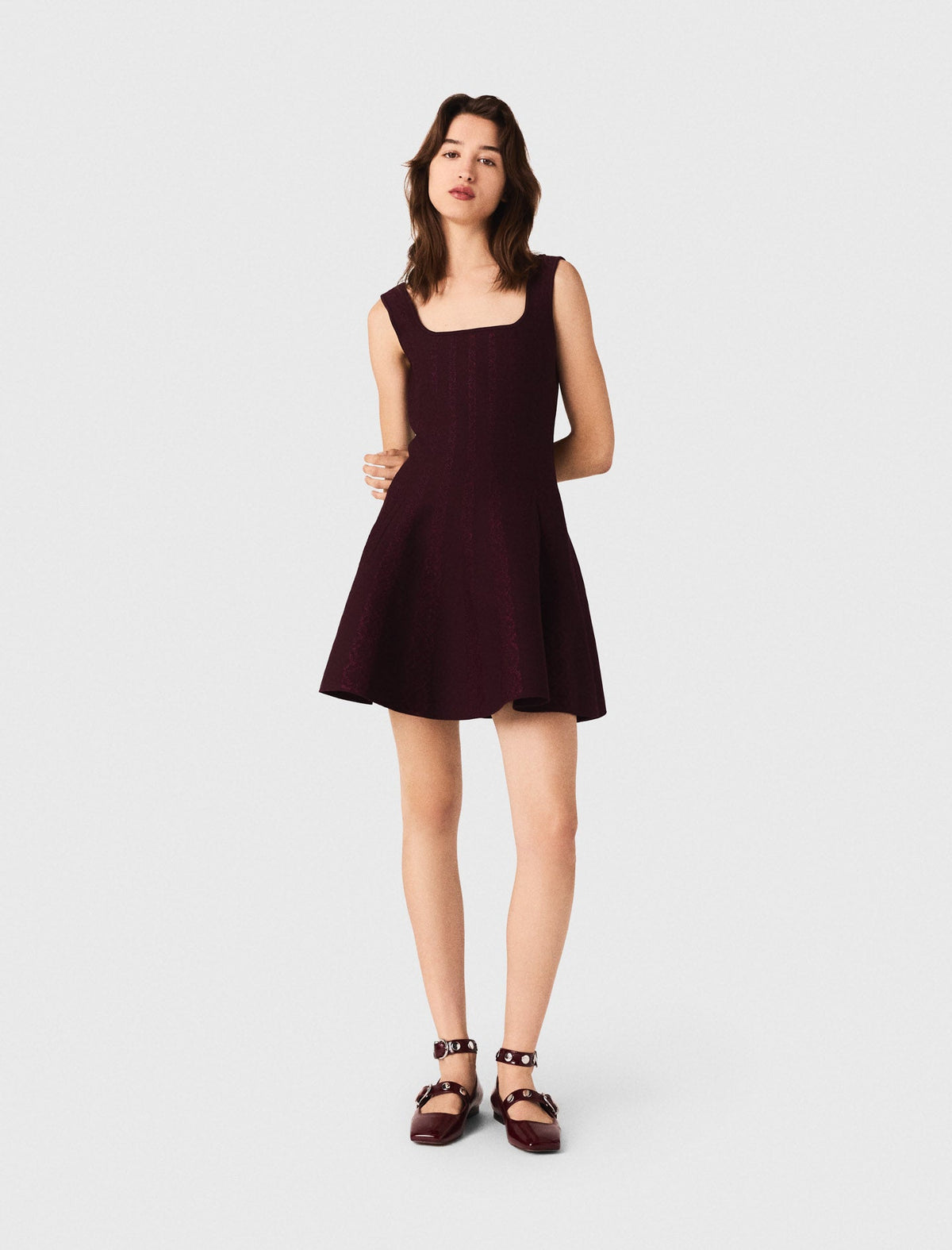 Maje Knitted Dress Burgundy