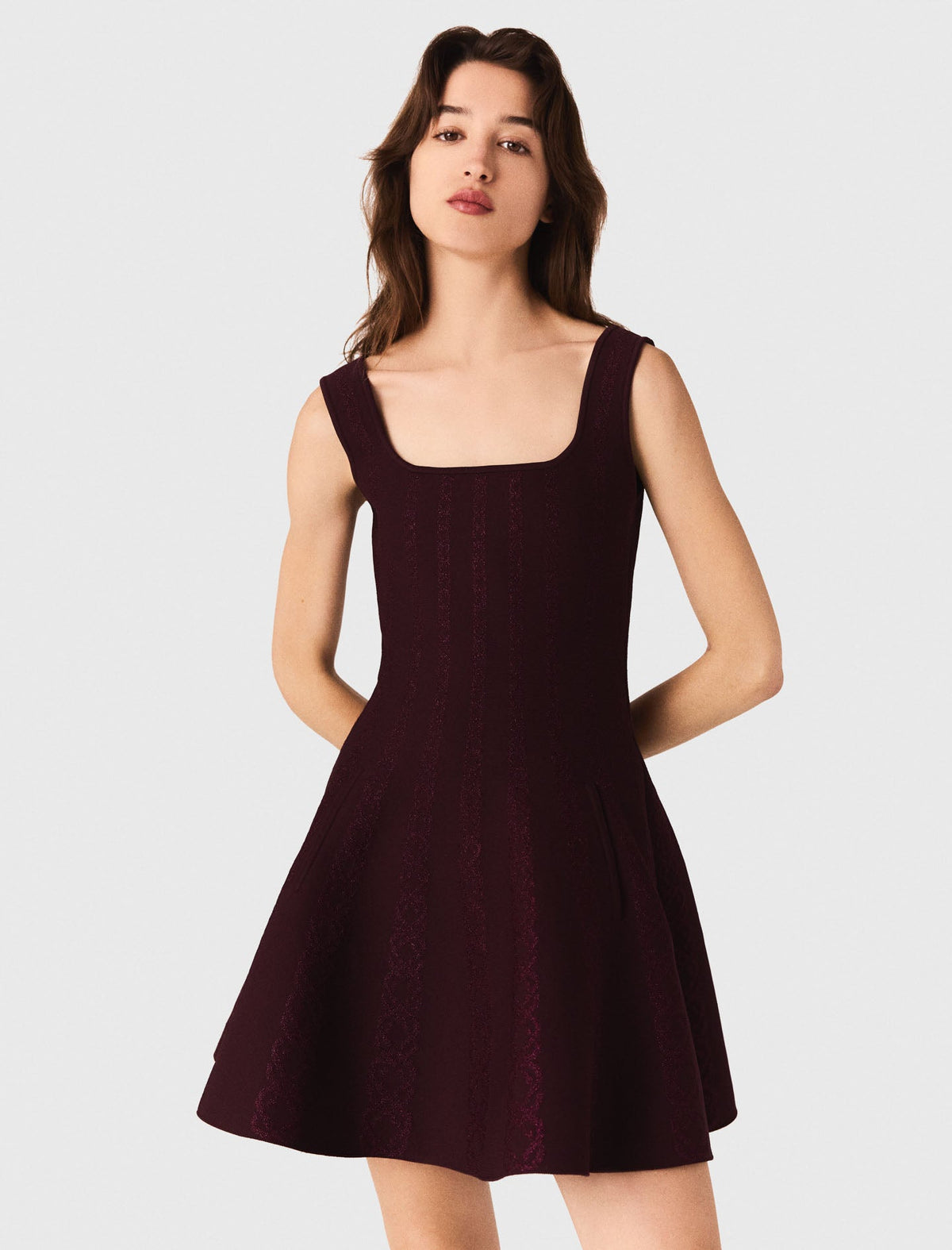 Maje Knitted Dress Burgundy