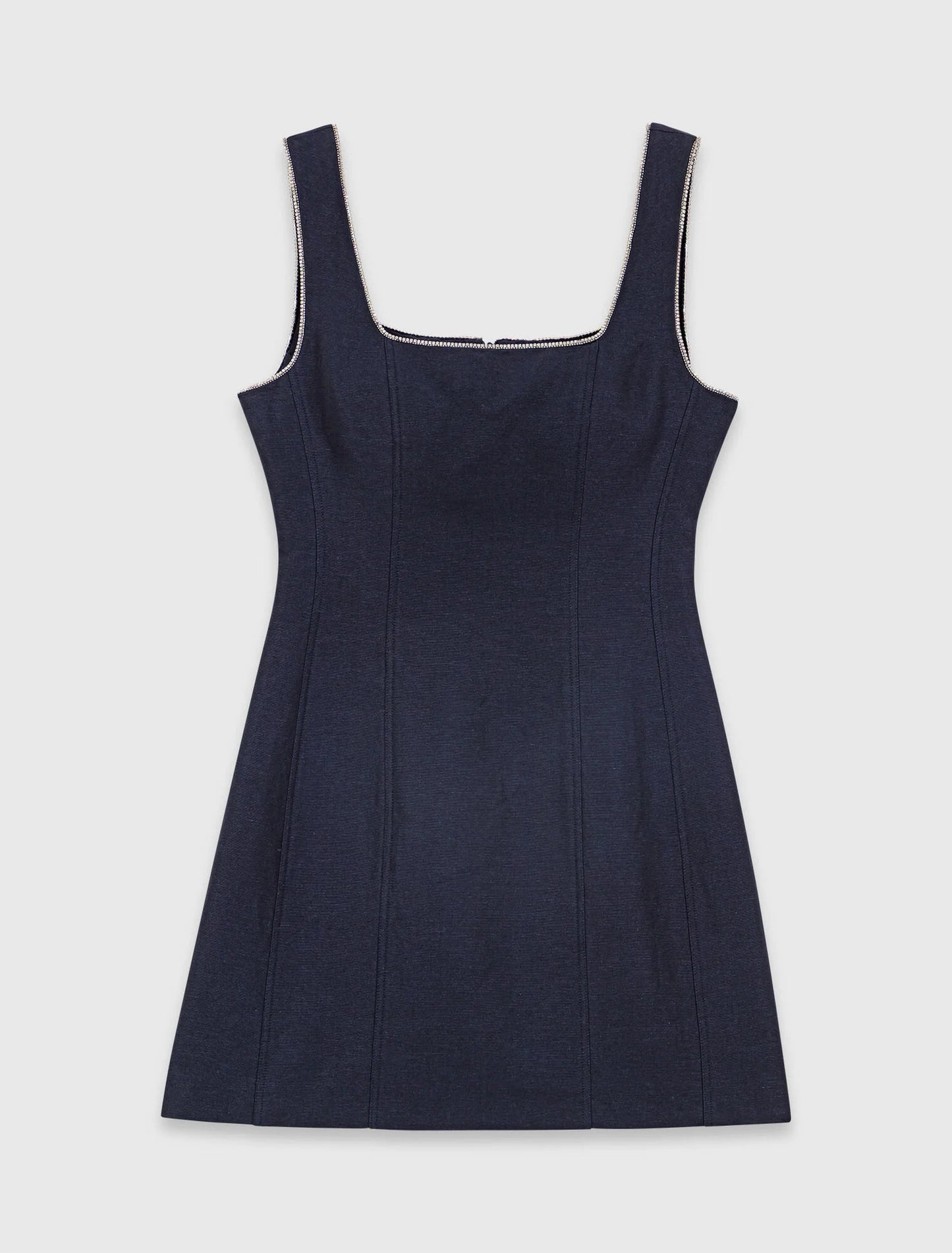 Short linen-blend dress Navy