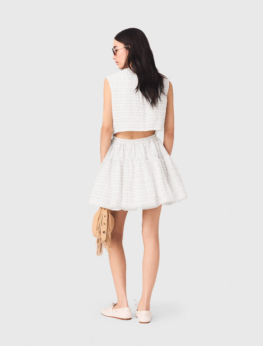 Short Flared Open-Back Dress White