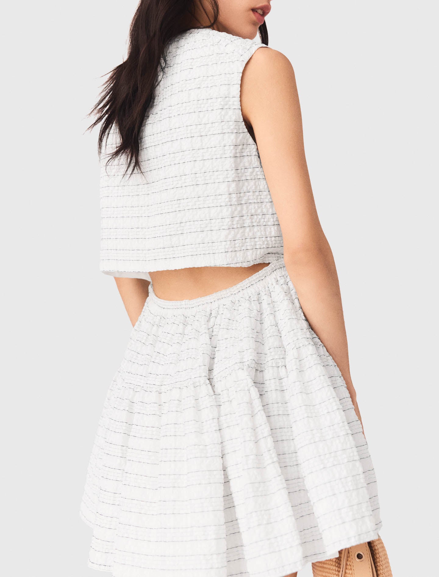 Short Flared Open-Back Dress White