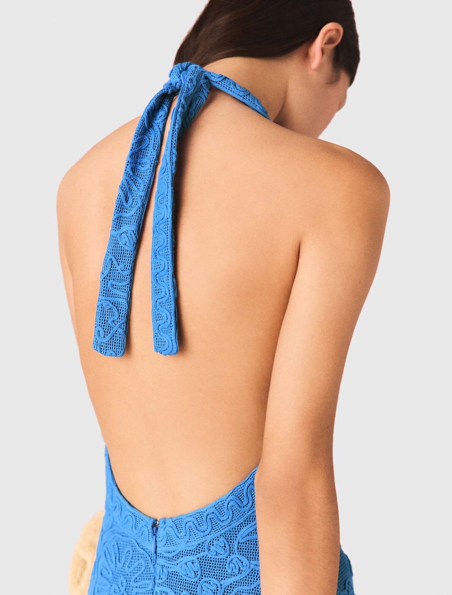 Backless Guipure Maxi Dress Blue
