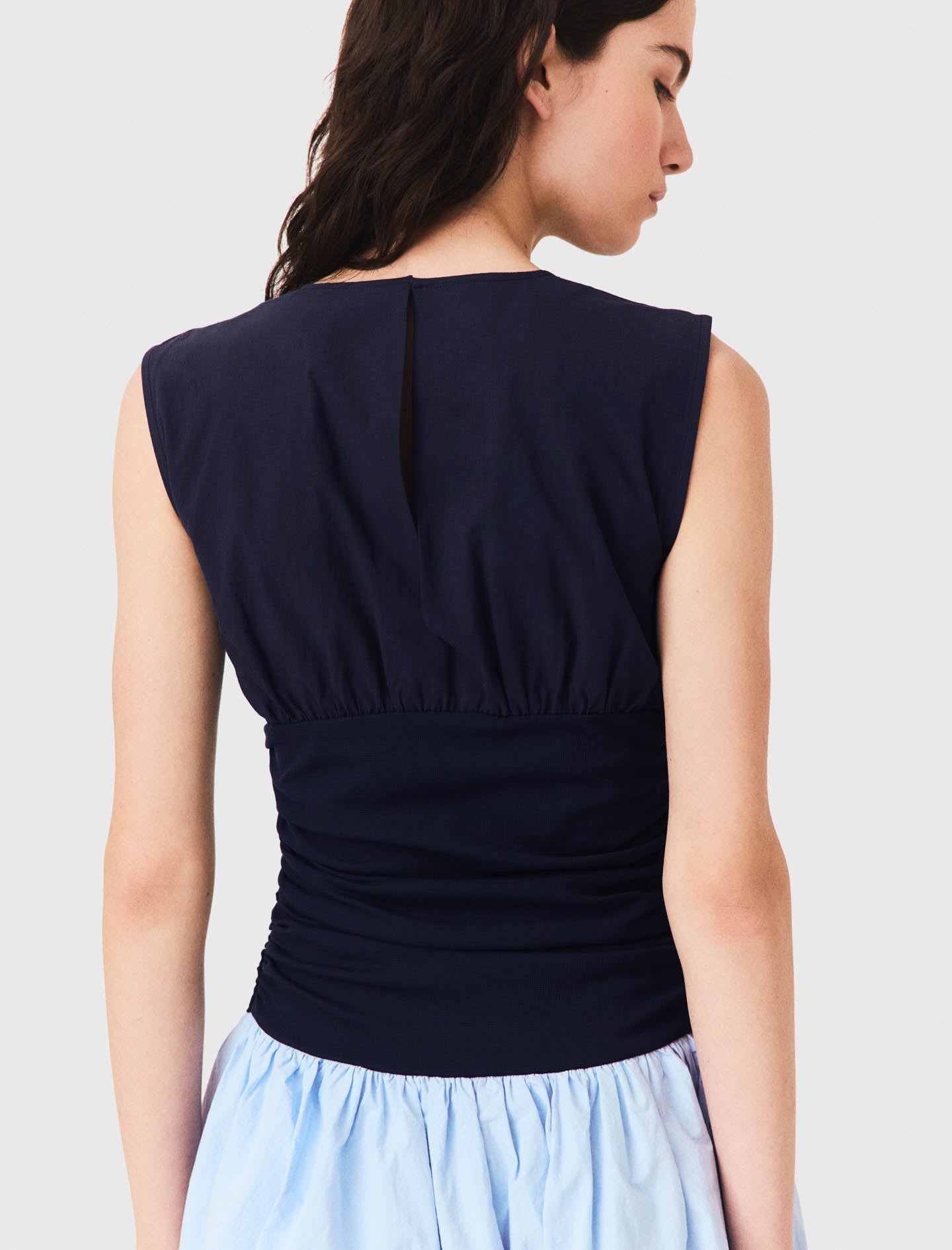 Jersey and cotton mix dress Blue