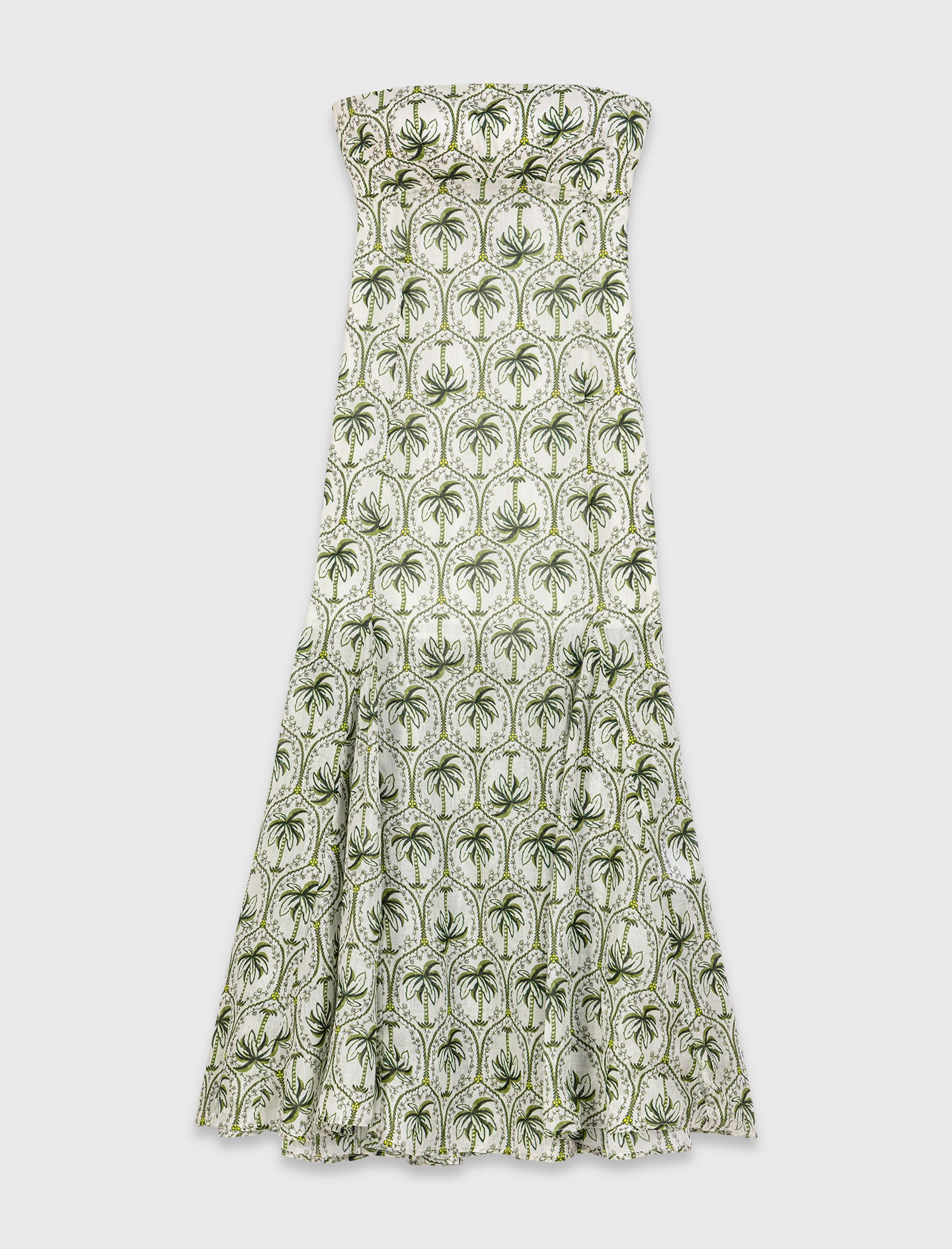Patterned strapless maxi dress Green Palm Tree