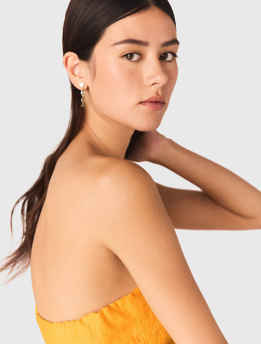 Asymmetrical Linen-Blend Dress Orange