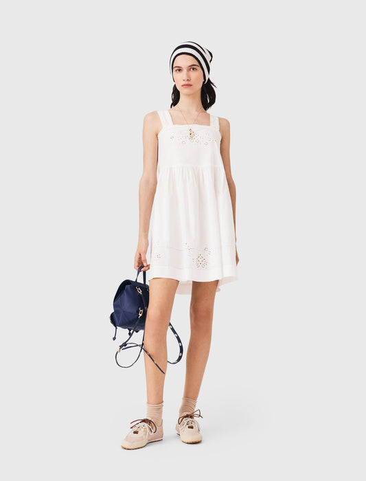 Short dress with lace trim White