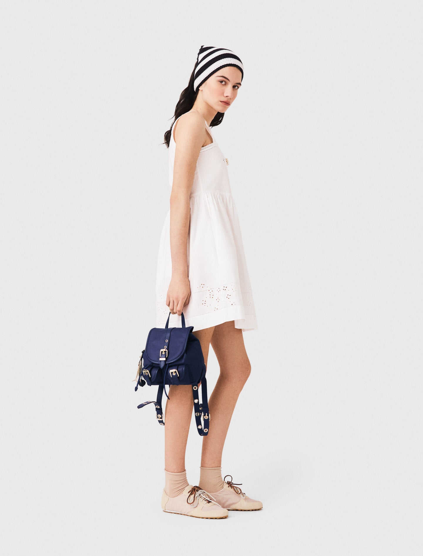 Short dress with lace trim White