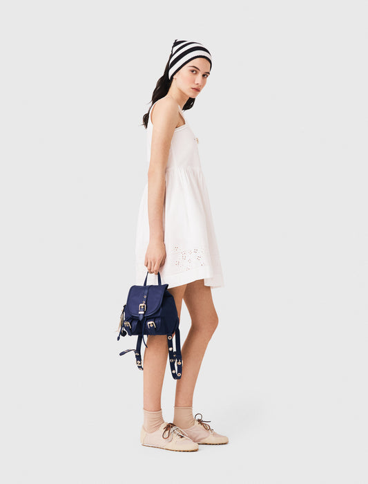 Short dress with lace trim White