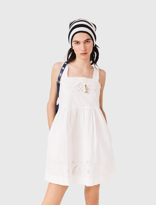 Short dress with lace trim White