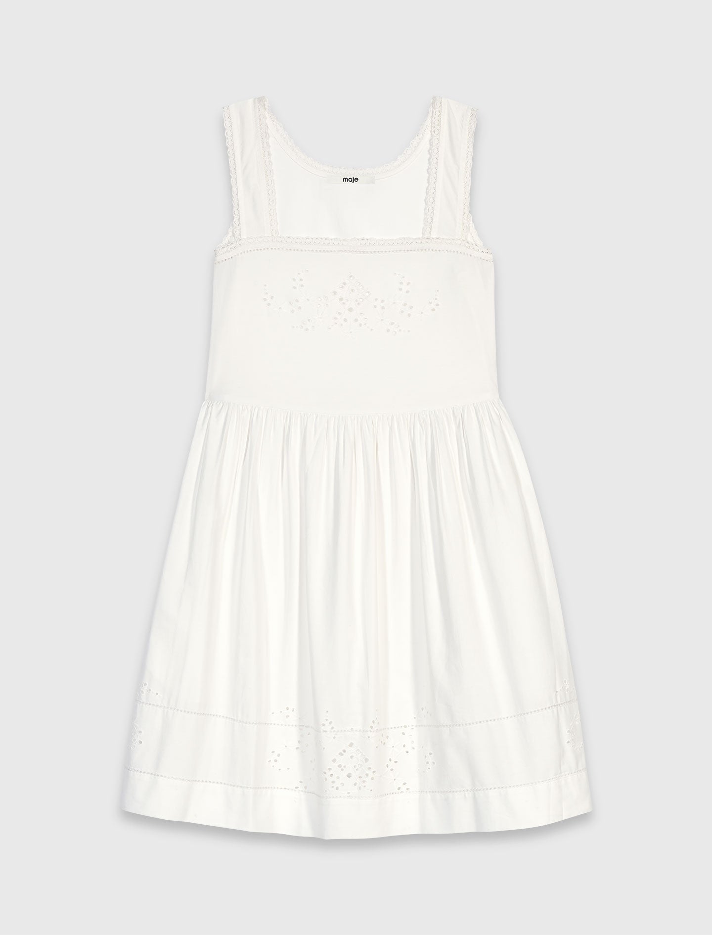 Short dress with lace trim White